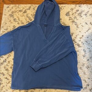 Blue V-Neck Hoodie